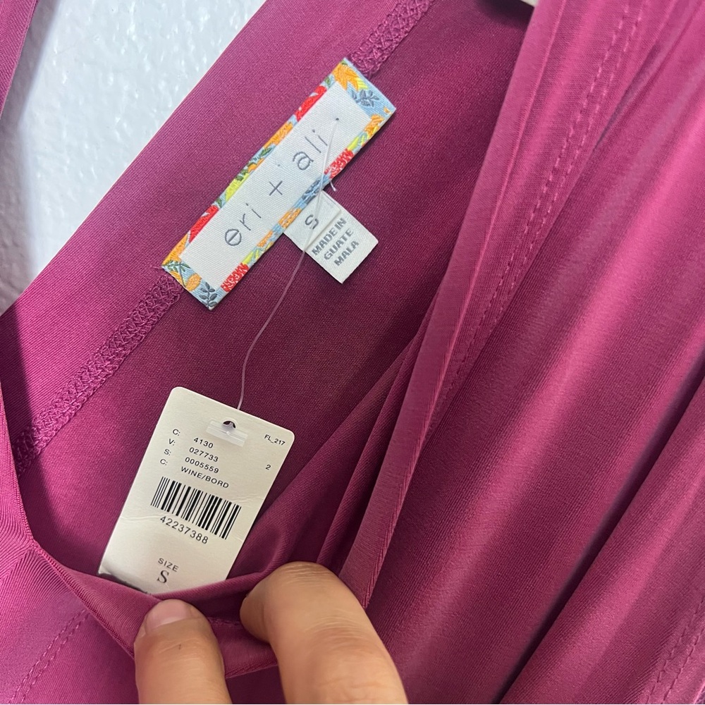Eri + Ali Anthropologie Brielle Tunic Midi Sleeveless Wine Fuchsia Size S NWT - Picture 9 of 10